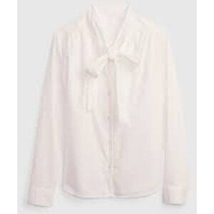 GAP Tie-Neck Women's Button Down Shirt Long Sleeve White Sz. XS NEW